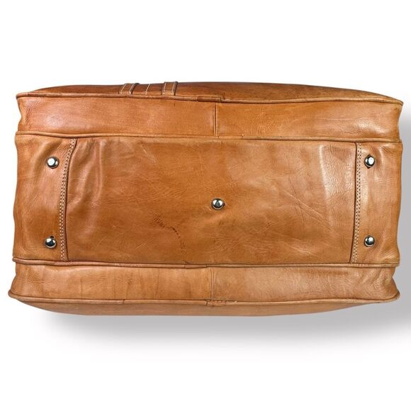 MR Canoa Vintage 80s 90s Leather Duffel Travel Overnight Bag Weekender Rugged - Picture 9 of 16